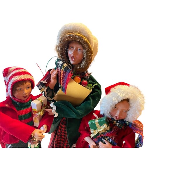 Christmas Carolers Figurines Lot Of 3 Woman, Boy And Girl Open Mouth 9-11” - Picture 2 of 6